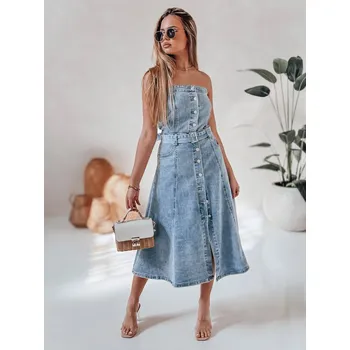 Dámské šaty Džínové midi šaty s páskem SUMMER SKY DStreet modrá 3287324