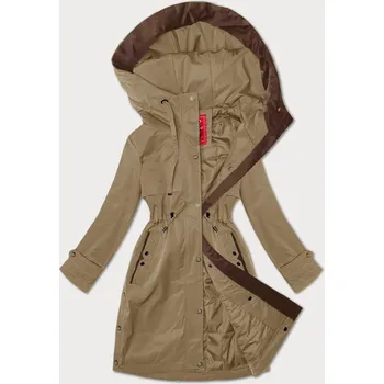 Tmavě béžová jednoduchá dámská bunda s kapucí LHD (LHD-24590) odstíny béžové S (36)