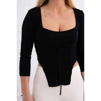 Halenka s žebrovaným výstřihem černá UNI