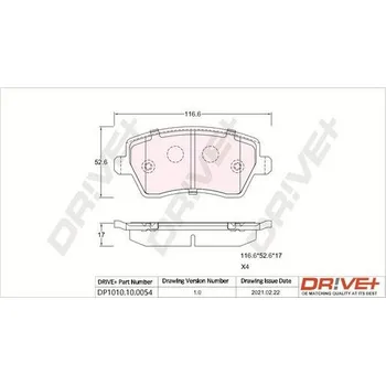 Brzdová destička Sada brzdových destiček, kotoučová brzda DRIVE+ DP1010.10.0054