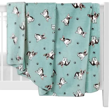 Dětská deka BELLATEX Ella 2513/197 100 × 150 cm, buldoček na modré