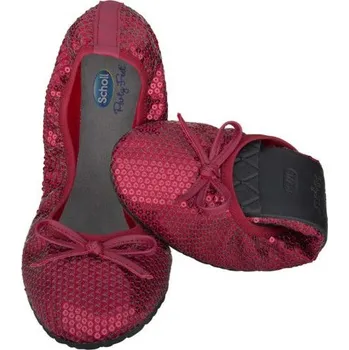 Dámské mokasíny Scholl Pocket Ballerina Paillettes červené