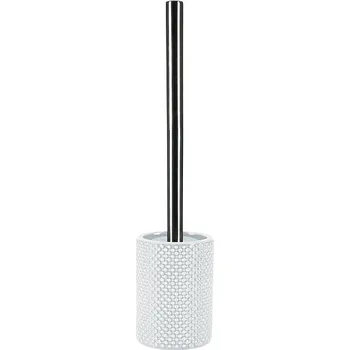 Sada koupelnových doplňků Spirella WC štětka MERO, s keramickou nádobou 3D efekt, bílá