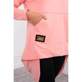 Dámská mikina Mikina s dlouhými zády a kapucí meruňková UNI