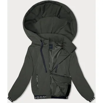 Prošívaná bunda v army barvě s ozdobnými stahovacími lemy (16M9086-136) odstíny zelené S (36)