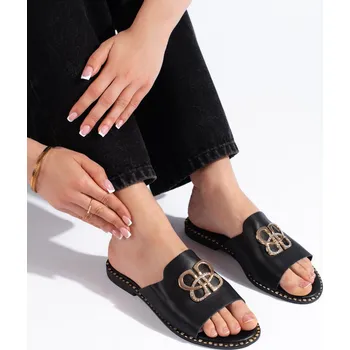 Dámské žabky Moderní dámské nazouváky černé bez podpatku 37