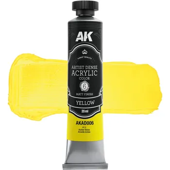 Modelářská barva AK Interactive AKAD006 YELLOW – ARTISTIC DENSE ACRYLIC COLOR (AK)