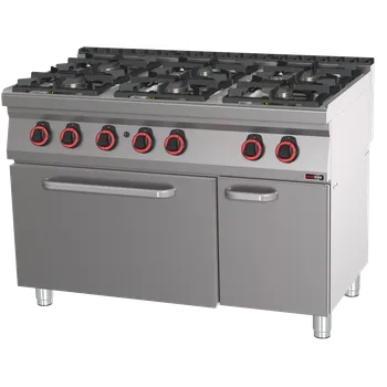 Sporák Sporák plynový se statickou plynovou troubou GN 2/1 - 6x hořák | REDFOX - SPT 70/120 21 G