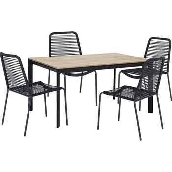 Zahradní sestava Set 4 černých jídelních židlí Kai a přírodního stolu Thor – Bonami Essentials ID_1535024