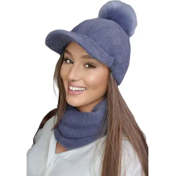 Módní doplněk Dámská čepice KORYNA s bambulí - Kamea UNI pudrovo-růžová