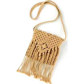 Kabelka Macramé kabelka přes rameno s třásněmi - Žlutá