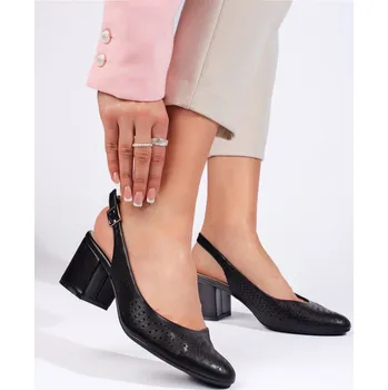 Dámské lodičky Stylové černé dámské lodičky na širokém podpatku 40