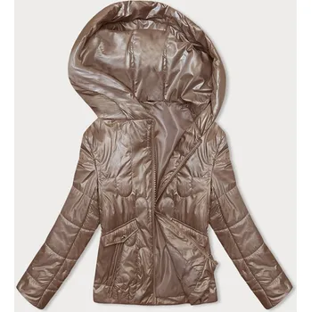 Krátká dámská prošívaná bunda v karamelové barvě (B8185-101) odstíny hnědé L (40)