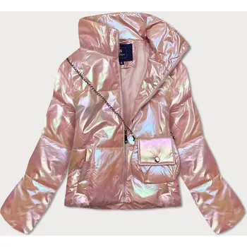 Růžová opalizující dámská bunda s taštičkou (AG3-07) růžová M (38)