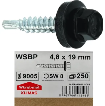 Šroub Sešívací farmářský šroub s podl. RAL 9005 4,8X19 (250ks)