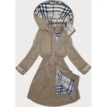 Tenká dámská bunda parka ve světlé khaki barvě s kapucí BH Forever (3) (BH-2403) odstíny zelené XL (42)