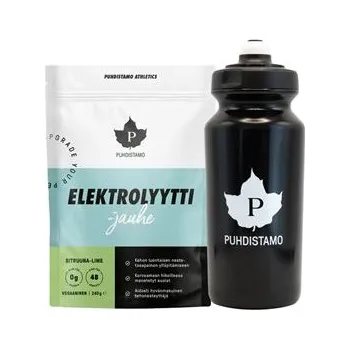Nápoj pro sportovce Puhdistamo Electrolyte Powder 240g lemon lime + láhev 500ml ZDARMA lemon cola