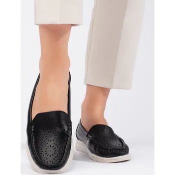 Dámské mokasíny Exkluzívní dámské černé mokasíny bez podpatku 40