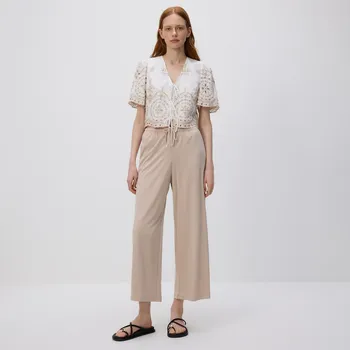 Dámské kalhoty Reserved - Široké kalhoty s modalem - béžová - YU025-08X - YU025-08X-S