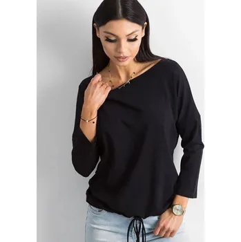 Dámská halenka Volná černá dámská halenka se zavazováním na spodním okraji (4691) odstíny černé S (36)