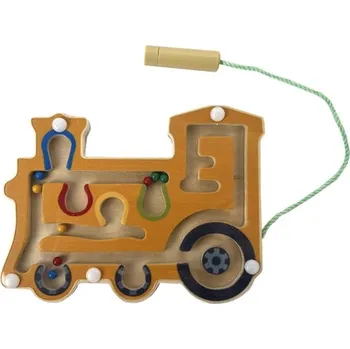 Dřevěná hračka Bigjigs Toys Dřevěný magnetický labyrint Oranžová lokomotiva
