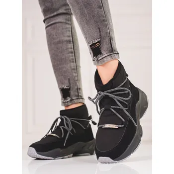 Dívčí obuv Praktické dámské sněhule černé bez podpatku 37