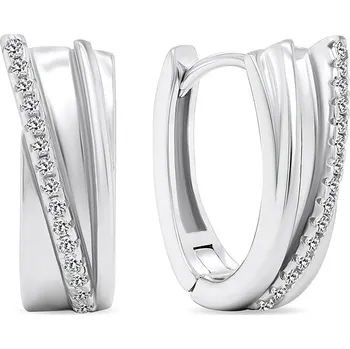 Náušnice Brilio Silver Originální stříbrné kruhy se zirkony EA455W (Ag 925/1000, 4,05 g)