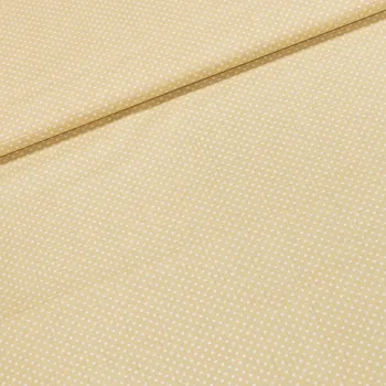 Bavlněné plátno POLO bílý puntík na béžové, š.140cm (látka v metráži)