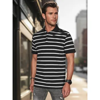 Pánská košile Pánská polo košile v černých proužcích DStreet černá 3330636