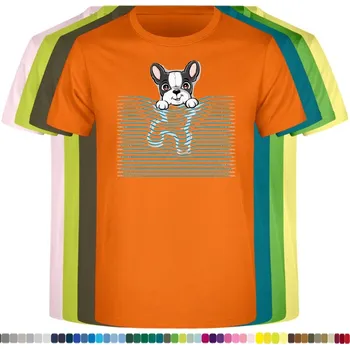 Pánská móda panske-levne-bavlnene-tricko-digi-potisk-pejsek-roleta Barva: Orange - oranžová, velikost: L