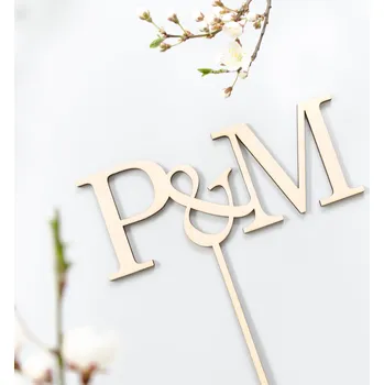 Svatební dekorace Dědova dílna Dřevěný zápich Iniciály tiskací