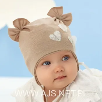 Dívčí tričko Dětská čepice AJS 50-006 Losos 40-42 cm