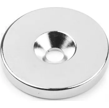 Magsy Neodymový magnet válec s dírou pro šroub se zápustnou hlavou pr.27 x 4 N 80 °C, VMM4-N35 Počet kusů: 108 ks