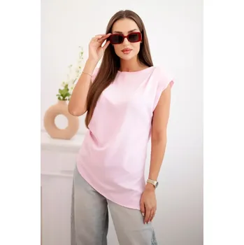 Dámská halenka Kesi Włoski Elegantní dámská halenka s volánky a asymetrickým střihem Candy růžová Kesi Włoski růžová 3278905