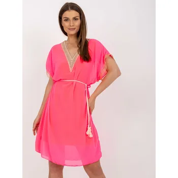 Dámské šaty Dress-DHJ-SK-1508.12-fluo pink Italy Moda růžová 3300546
