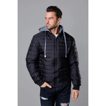 Černá pánská bunda typu "bomber" s teplákovou kapucí (8M985-392) odstíny černé L