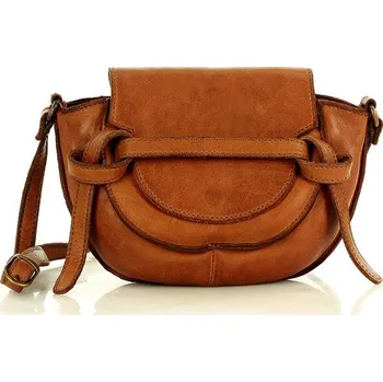 Vera pelle Crossbody z pravé kůže Vintage styl Mazzini; hnědá