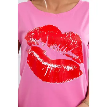 Dámská halenka Halenka s potiskem rtů růžová UNI