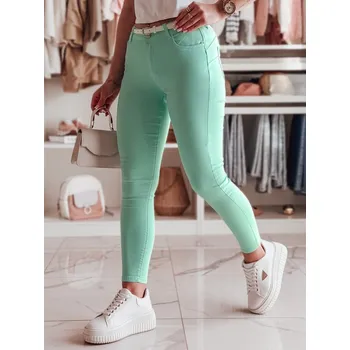 Dámské kalhoty Dámské skinny kalhoty VIVASKIN s páskem, mátové DStreet zelená 3284566