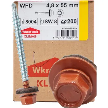 Šroub Farmářský šroub s podl. RAL 8004 4,8X55 (200ks)