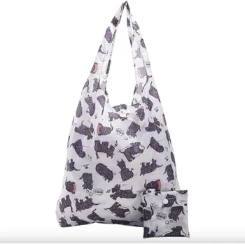 ECO CHIC Taška skládací nákupní Pes skotský bílá