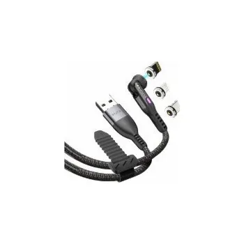 Datový kabel STATIK Statik 360 USB kabel - USB-A kabel se třemi vyměnitelnými magnetickými zástrčkami, 2 m (USB-C, micro USB, lightning) (černý)