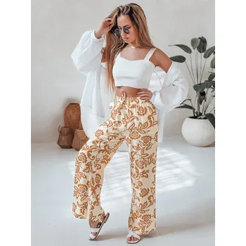 Dámské kalhoty Dámské široké kalhoty s květinovým vzorem DStreet hnědá 3288257