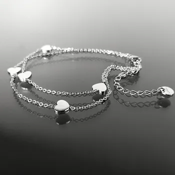 Řetízek Dvojitý ocelový řetízek na nohu se srdíčky č. 1030