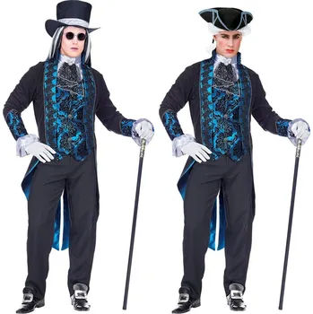 Karnevalový kostým Pánský kostým viktoriánský vampír černo modrý - vel M