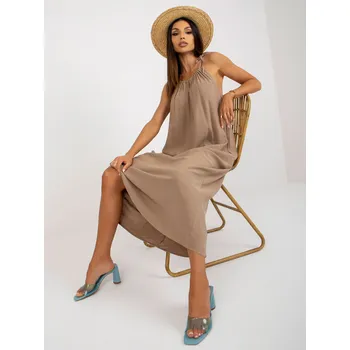 Dámské oblečení Dress-TW-SK-BE-203D.38P-dark beige Och Bella hnědá 3297292