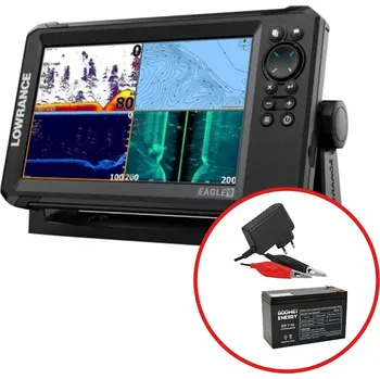 Echolot Lowrance - Sonar EAGLE 9 se sondou TripleShot HD + baterie 12V/7Ah + nabíječka 0,75A/6/12V