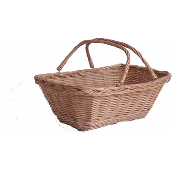 Proutěný koš se sklopným uchem hranatý menší (Proutěný koš se sklopným uchem menší – hranatý koš na nákup, auto i piknik)