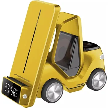 5v1 Bezdrátová QI nabíječka s budíkem ve tvaru auta pro iPhone, Apple Watch a AirPods 15W Barva: Žlutá