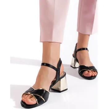 Dámské sandále Pohodlné dámské sandály černé na širokém podpatku 39